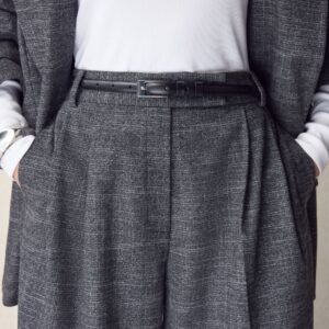 Black/Silver N. Premium Skinny Made In Italy Leather Belt
