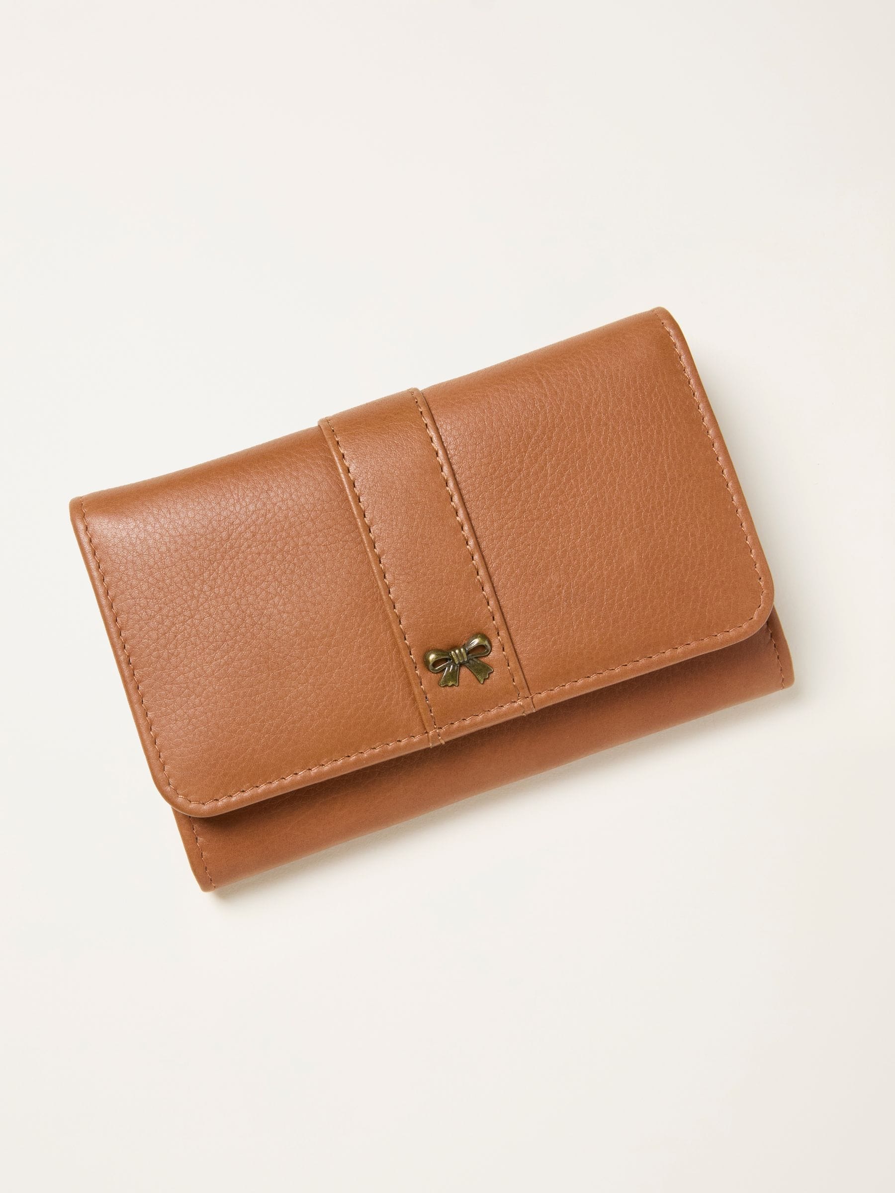 FatFace Tan Brown Bow Detail Leather Purse