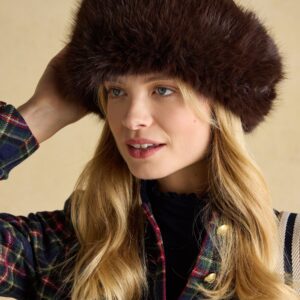 Joules Aspen Chocolate Brown Faux Fur Hat