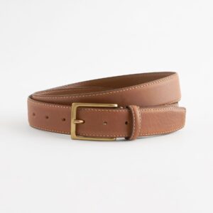 Tan Brown Signature Contrast Stitch Leather Belt