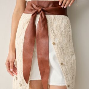 Tan Knot Detail Wide Leather Belt