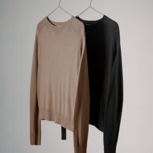 The Set 2 Pack Fine Knit Crew Neck Jumpers Mink/Black