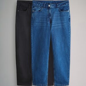 The Set 2 Pack Mom Jeans Black/Dark Blue