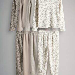 The Set 4 Pack Snuggle Fit Cotton Jersey Pyjamas Set Brown/Cream